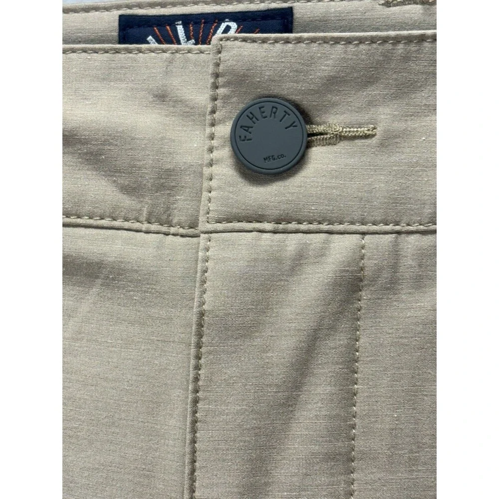 Faherty All Day Shorts Performance Stretch Chino Mens Khaki Drawstring Sz 36